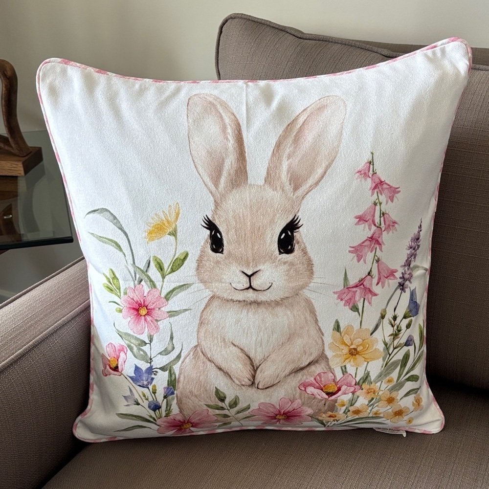 Hobby Lobby Easter Bunny pillow, feather filled enclosed,removable zipper cover